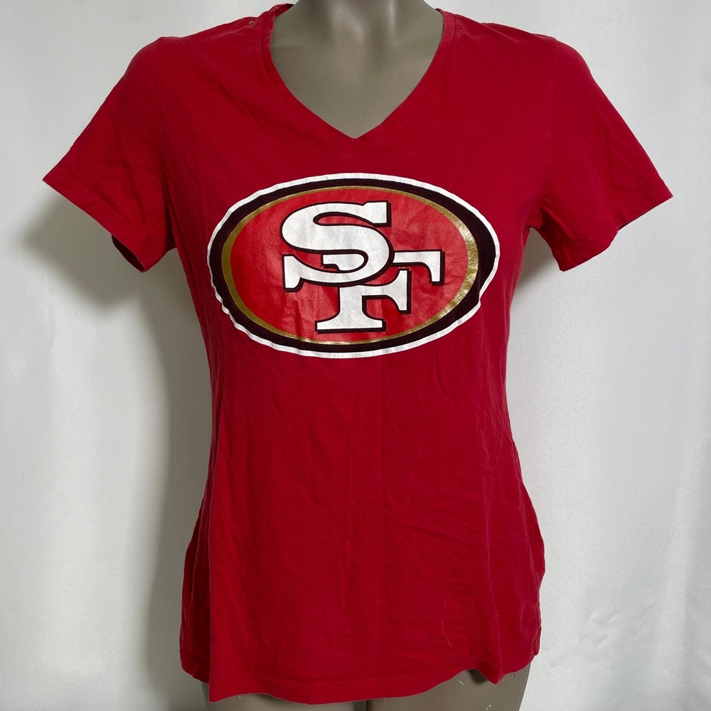 San Francisco 49ers NFL Football Fanatics Team Lockup Red T-Shirt Women's MEDIUM